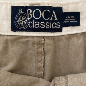 Boca Classics Lightweight Khaki Flat Front Pants Size 40x29